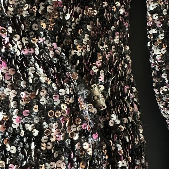 NICOLE FARHI Sequin Belted Wrap Dress Size 4 - Picture 9 of 14